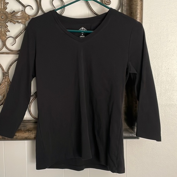 St. John's Bay Tops - Saint johns bay black three-quarter sleeve shirt